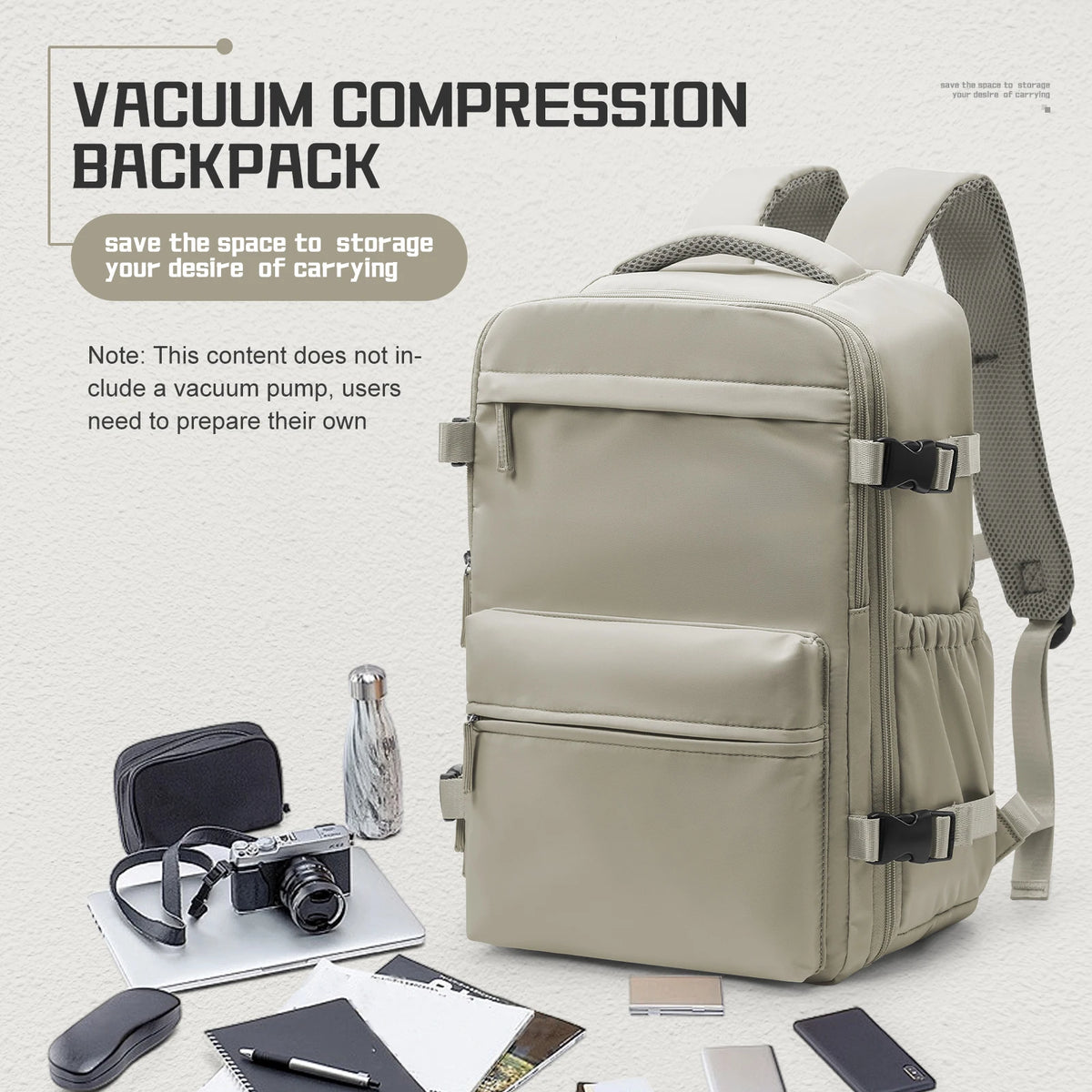 Travel Backpack with Vacuum Compression Pump – Cabin Approved