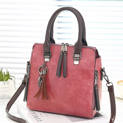 Vintage PU Leather Crossbody Bag – Women's Tassel Shoulder Handbag