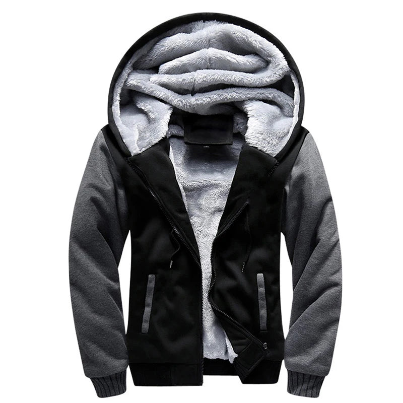 Men's Fleece-Lined Hooded Winter Jacket – Thick Streetwear Coat