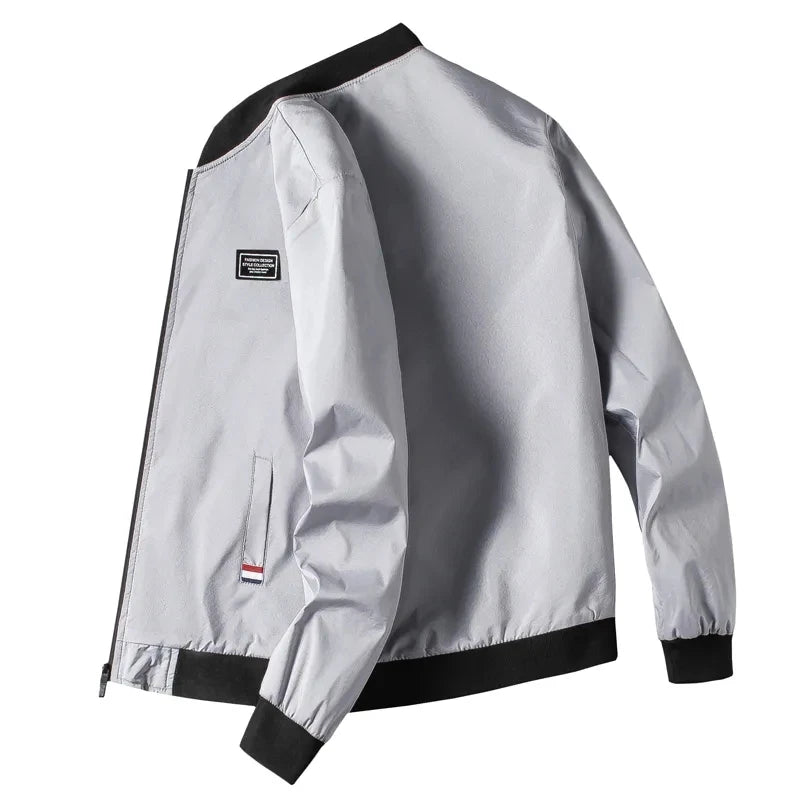 Men's Casual Windproof Bomber Jacket – Zip-Up Spring Autumn Coat