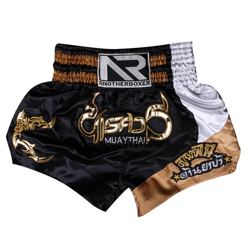 Muay Thai Shorts – Embroidered Kickboxing & Boxing Training Shorts for Men, Women & Kids