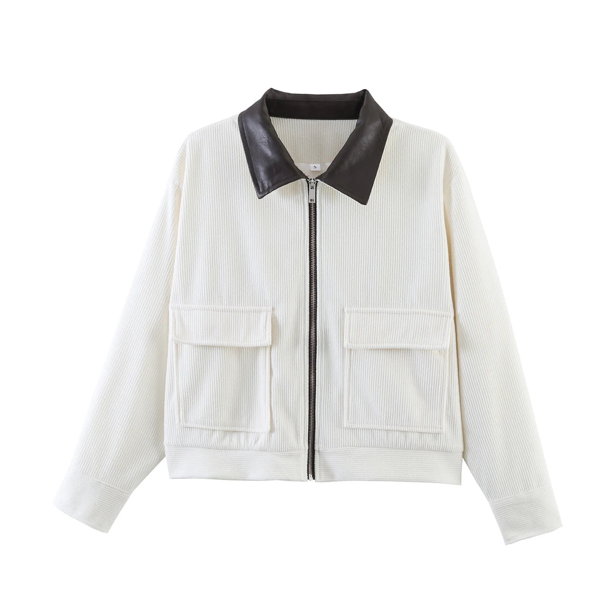 Women's Corduroy Zip-Up Jacket – Loose Fit Streetwear with Cargo Pockets