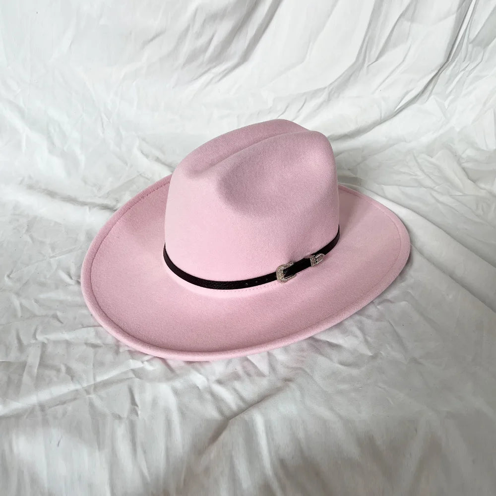 Vintage Western Cowboy Hat – Wide Brim Felt Jazz Hat for Men & Women