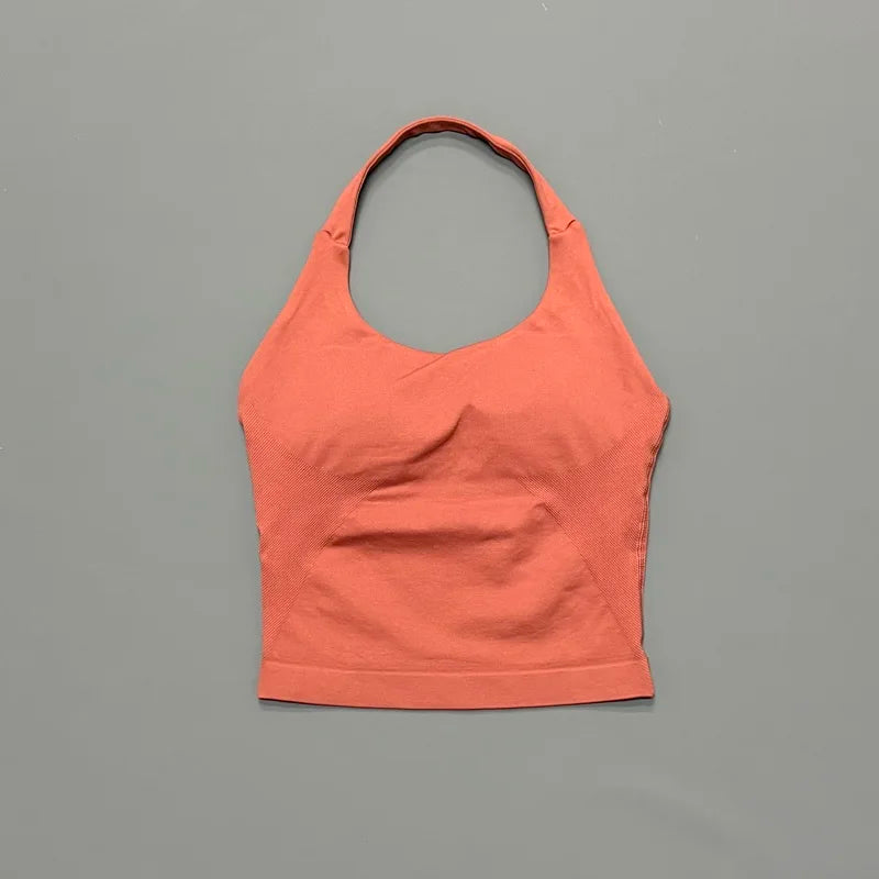 Seamless Halter Longline Sports Tank Top – Women's Gym & Yoga Wear