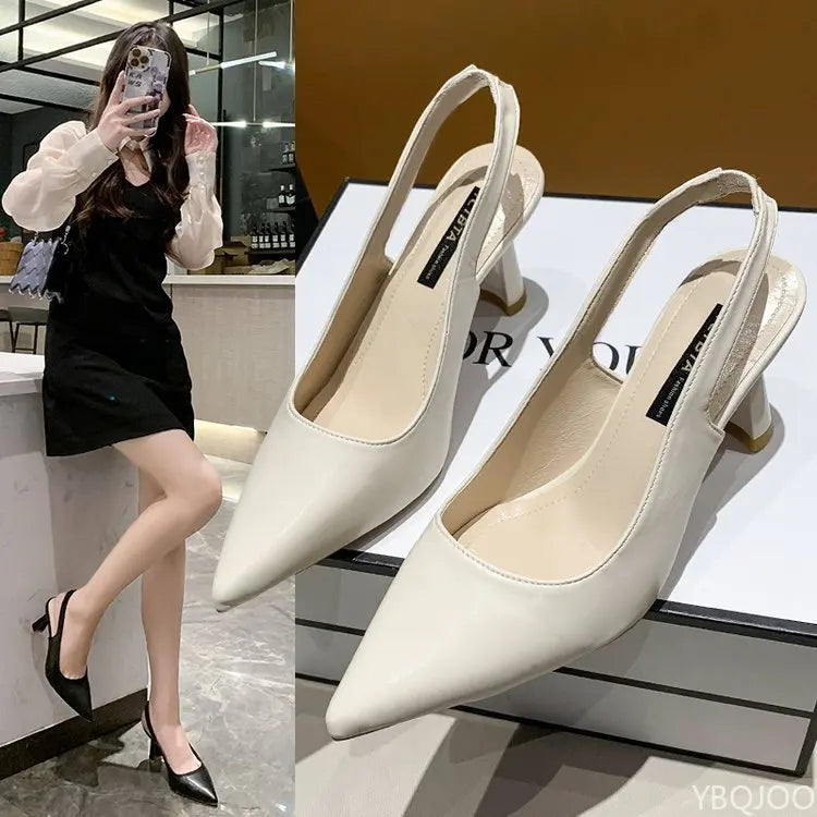Pointed-Toe Slingback Kitten Heel Sandals for Women – Casual Elegant