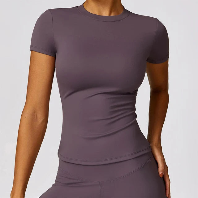 Women's Slim-Fit Short-Sleeve Sports T-Shirt – Gym, Yoga & Running