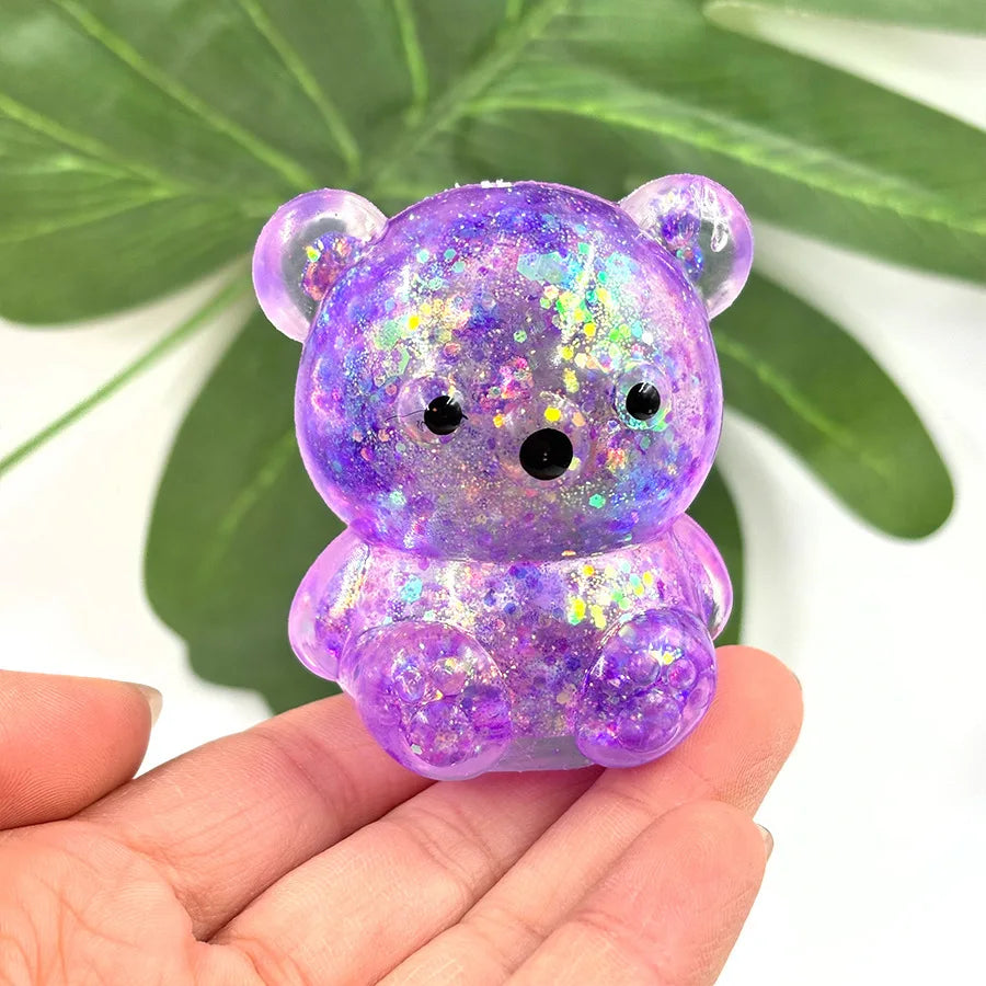Glitter Bear Squishy Toy – Slow Rise Stress Relief Squeeze Toy