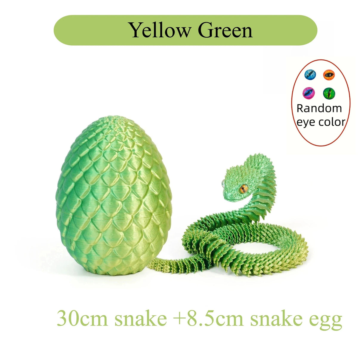 3D Printed Articulated Snake with Egg – Flexible Fidget Toy