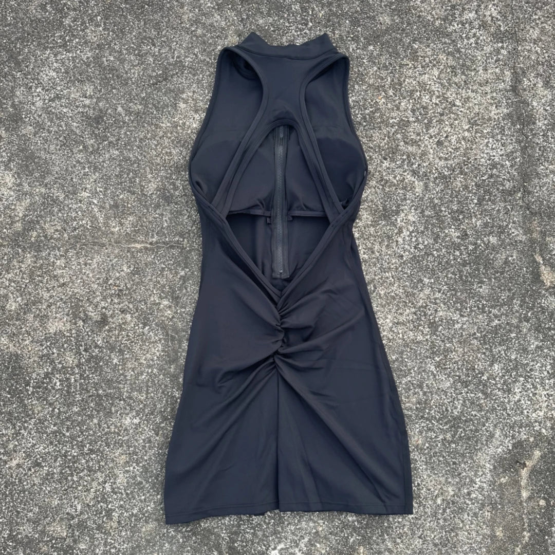 Women's Yoga Jumpsuit Set - Scrunch Back Zipper Gym Sportswear