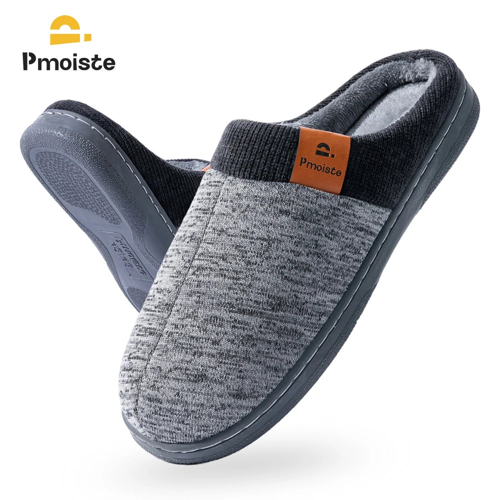 Men's Winter Knitted Indoor Slippers – Anti-Slip TPR Soft Home Shoes