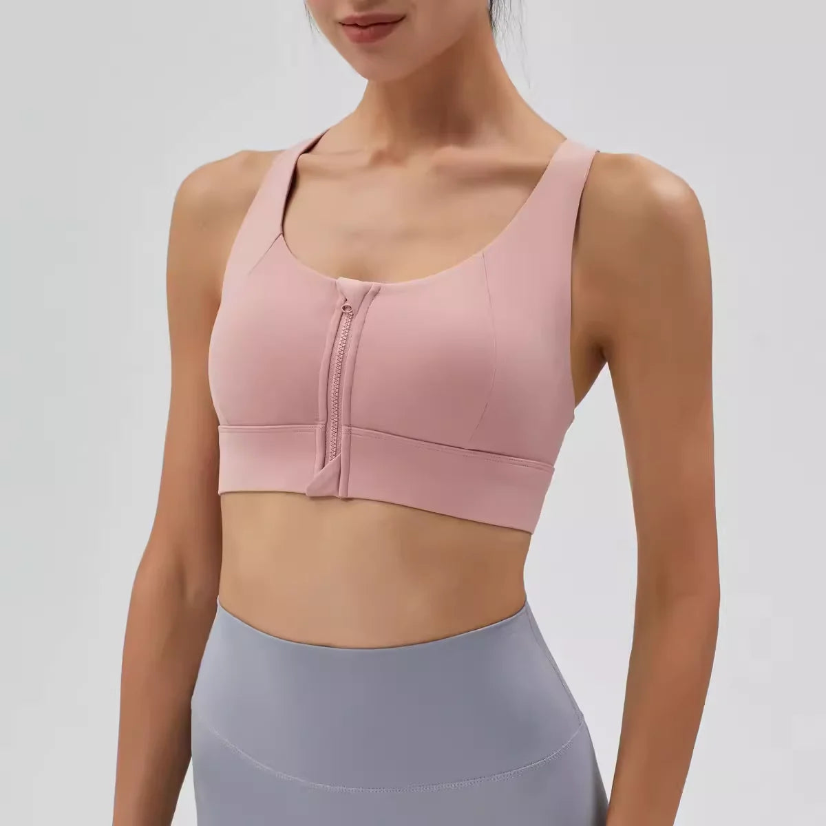 Front Zip High-Impact Sports Bra for Women
