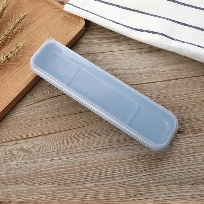Portable Utensil Storage Box with Spoon, Fork & Chopsticks