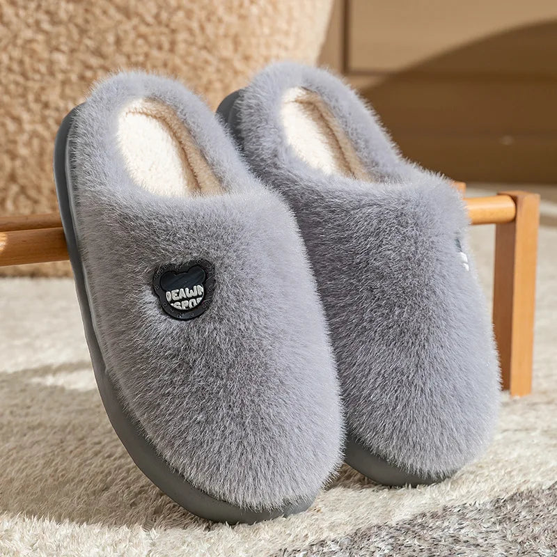 Memory Foam Plush Slippers for Men & Women – Non-Slip Thick Sole