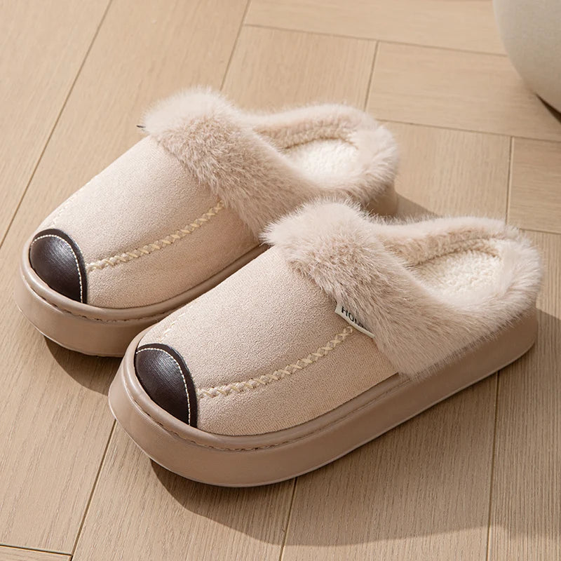 Women's Fluffy Platform Slippers - Plush Fur Indoor Shoes