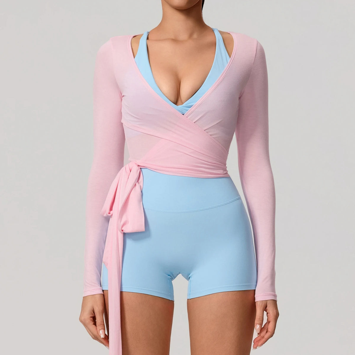 Women's Long Sleeve Wrap Yoga Top | Breathable Quick-Dry