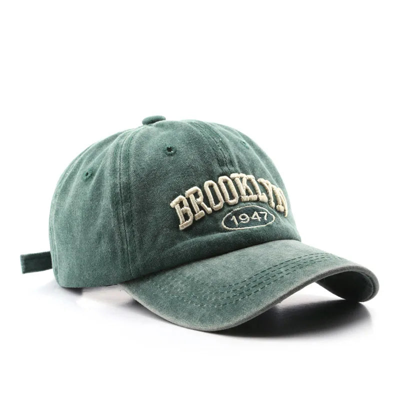 Brooklyn 1947 Embroidered Baseball Cap – Retro Washed Cotton Hat