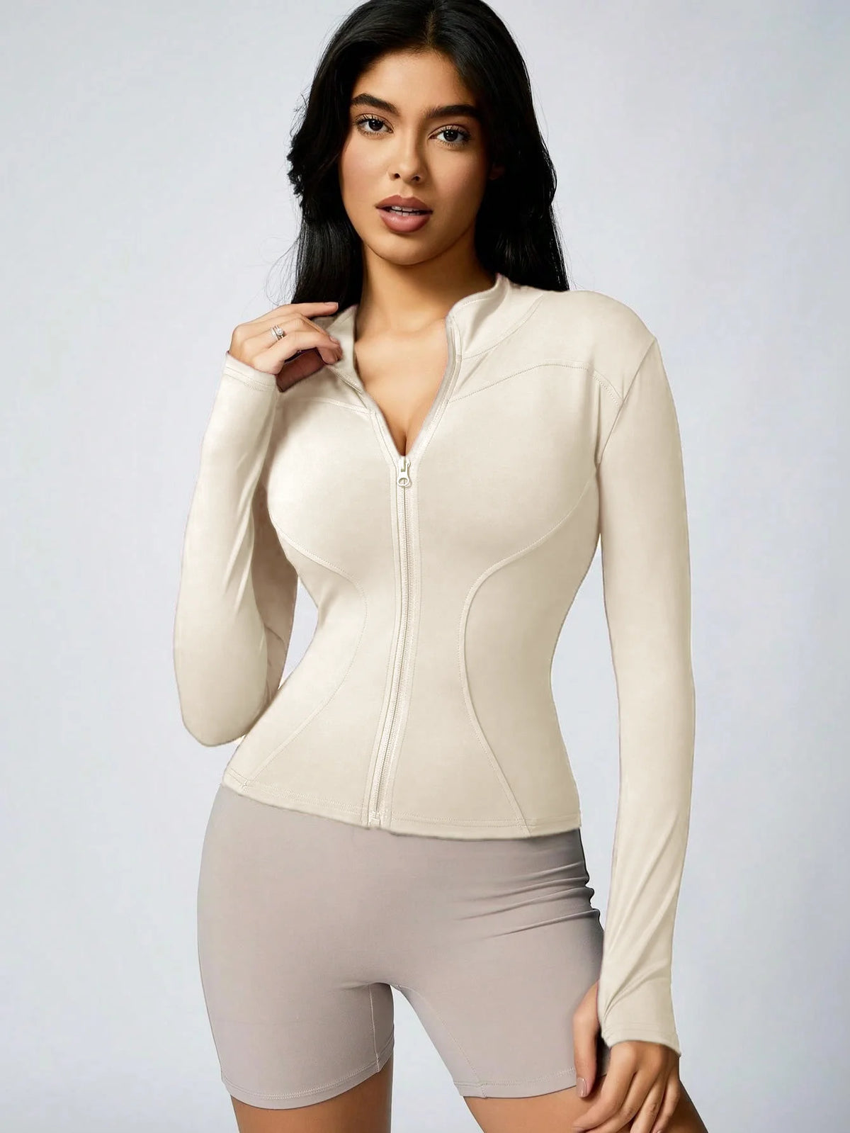 Women's Zip-Up Turtleneck Sports Jacket – Slim Fit