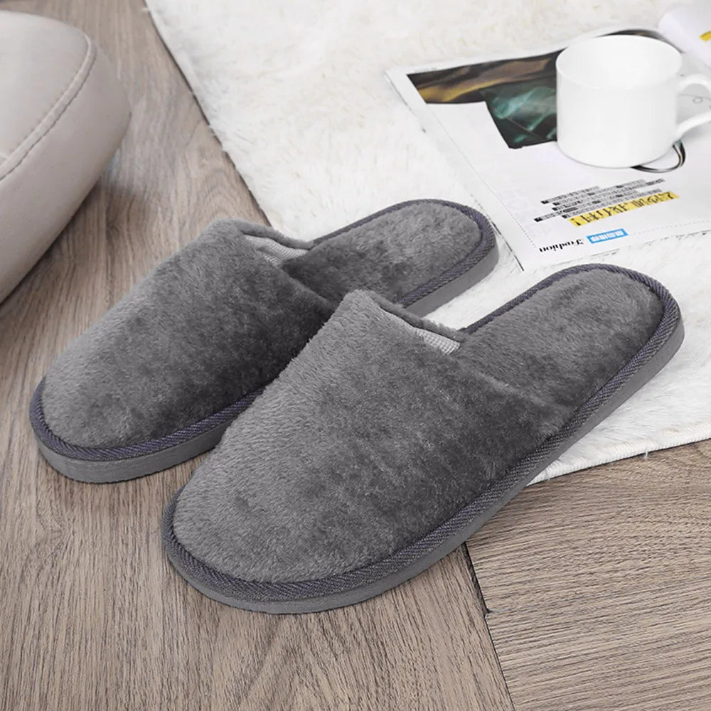 Men's Winter Plush Slippers – Warm Non-Slip Indoor House Shoes