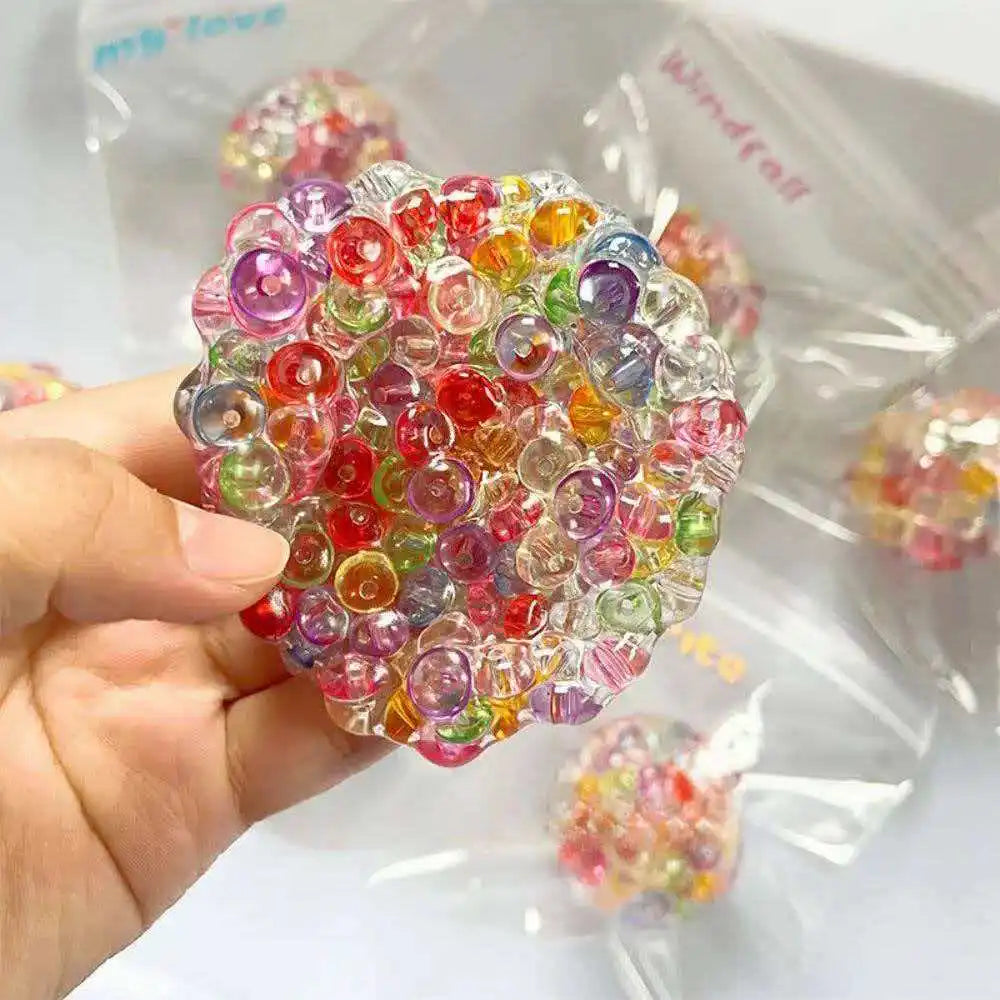Colorful Ice Cube Bead Squeeze Stress Ball – Sensory Fidget Toy