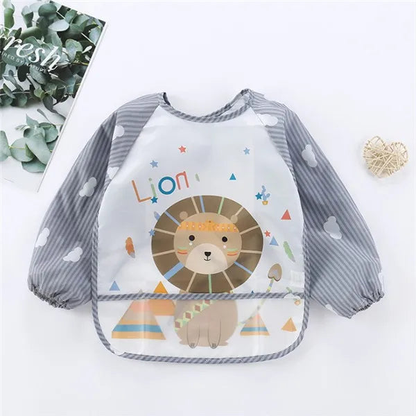 Baby Waterproof Long Sleeve Bib – Toddler Art Smock with Pocket
