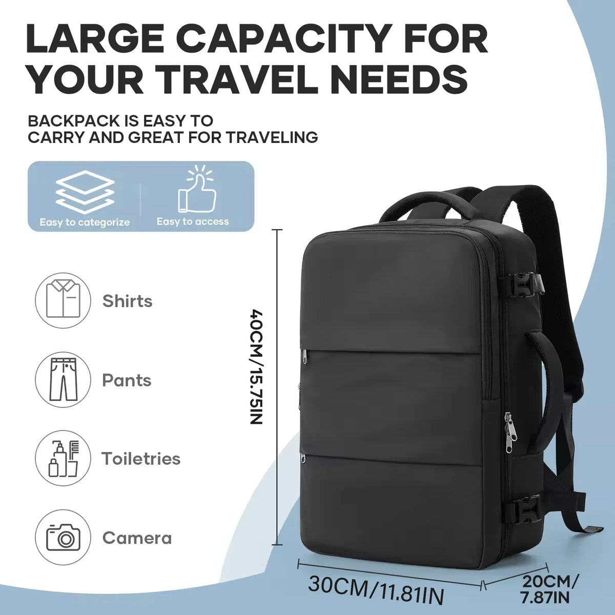 Cabin Backpack 40x30x20 with Laptop Compartment for Business Travel