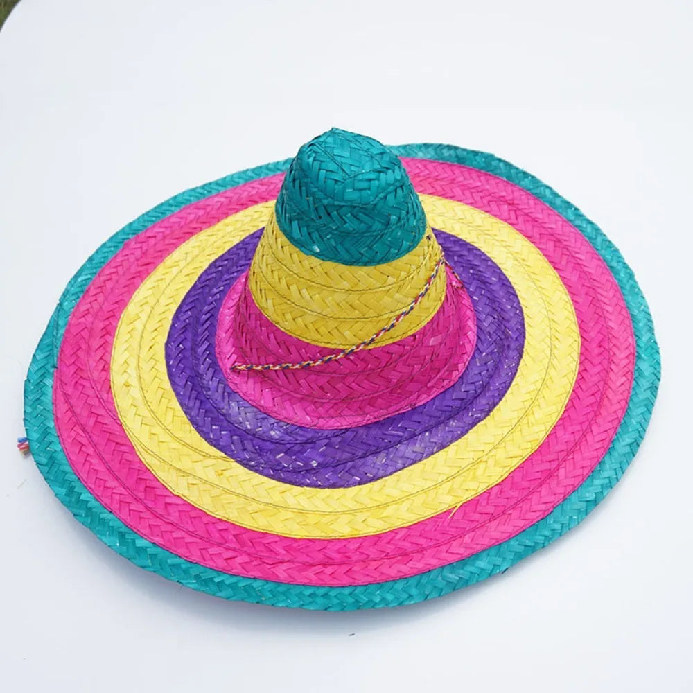 Colorful Sombrero Hat – Wide Brim Straw Party Hat