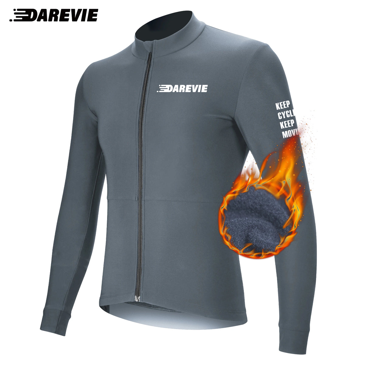 Darevie Men's Winter Cycling Jersey – Thermal Fleece Long Sleeve