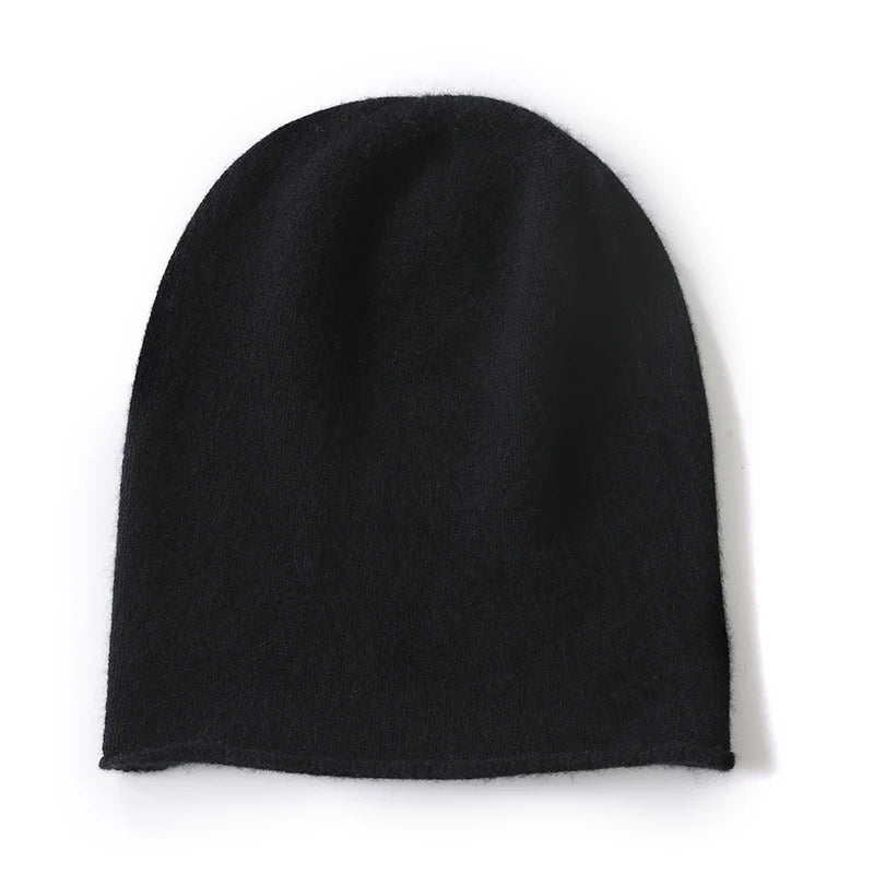 Cashmere Knit Beanie Hat – Unisex Solid Color Winter Warm Cap