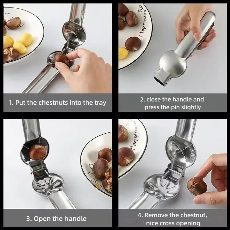 Stainless Steel Chestnut Opener & Peeler with Cross Knife