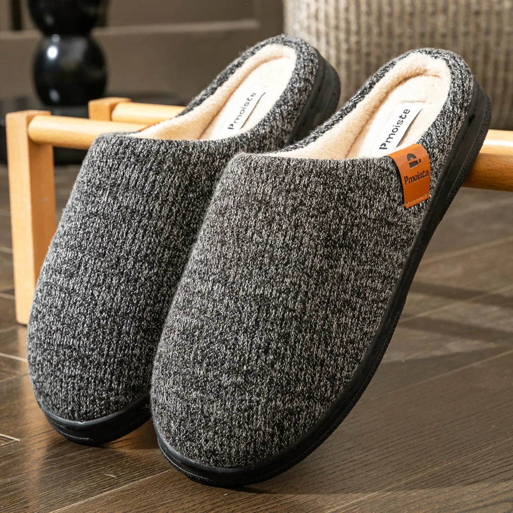 Men's Winter Memory Foam Slippers Anti-Slip Warm Indoor Wide Size