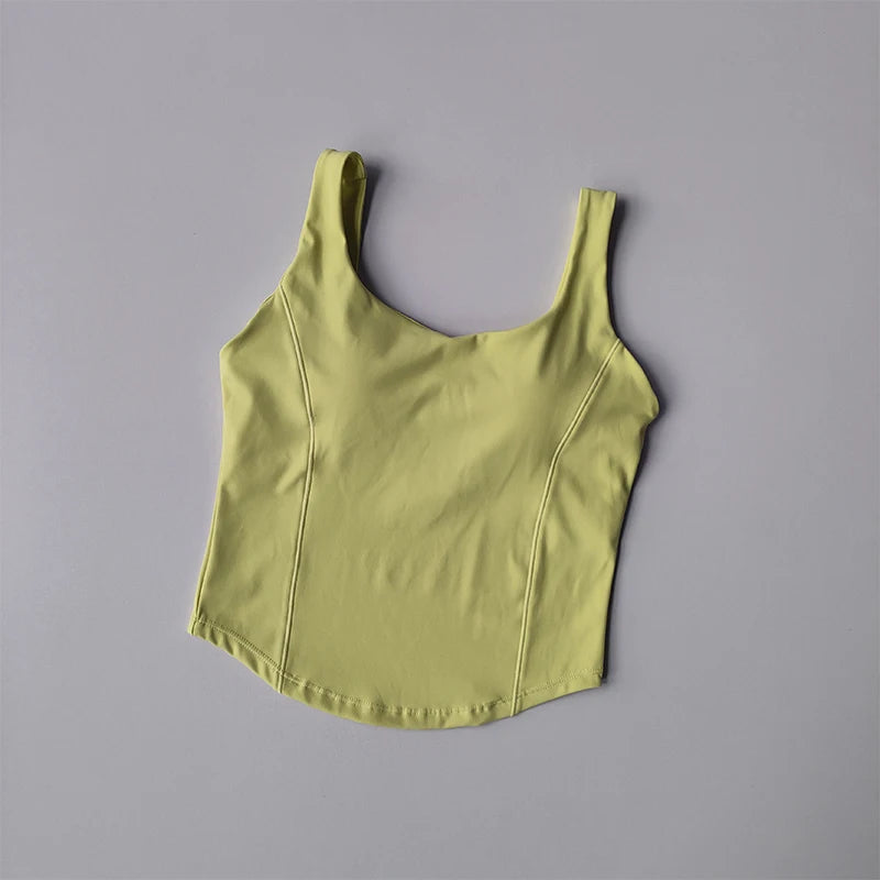 Women's Fitness Tank Top with Built-In Bra – Shockproof Yoga Vest