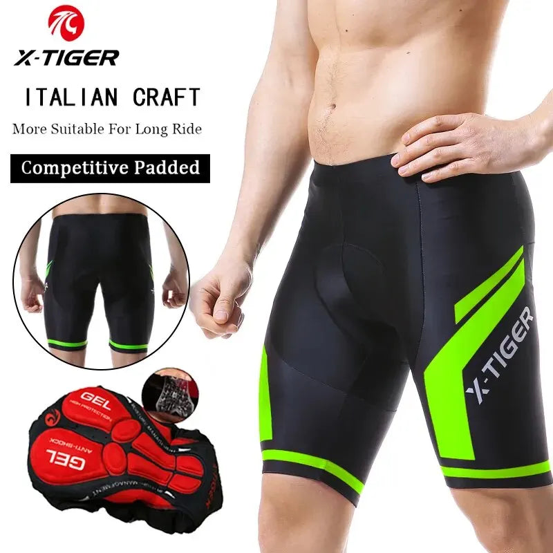 Cycling Shorts Men Gel Pad - X-Tiger MTB Road Bike Pants