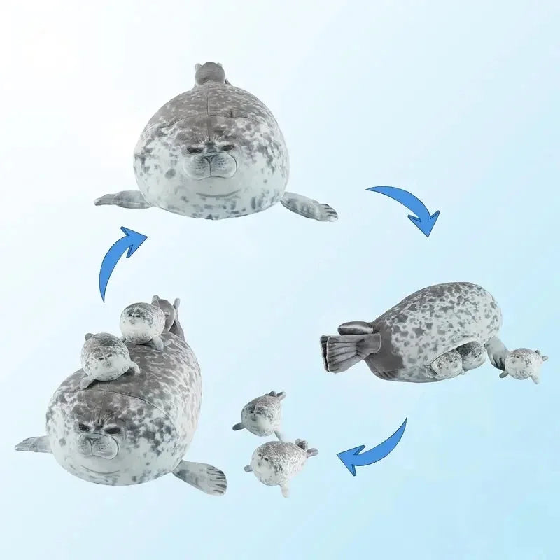 Seal Plush Toy Set – Mother & 4 Baby Stuffed Animals