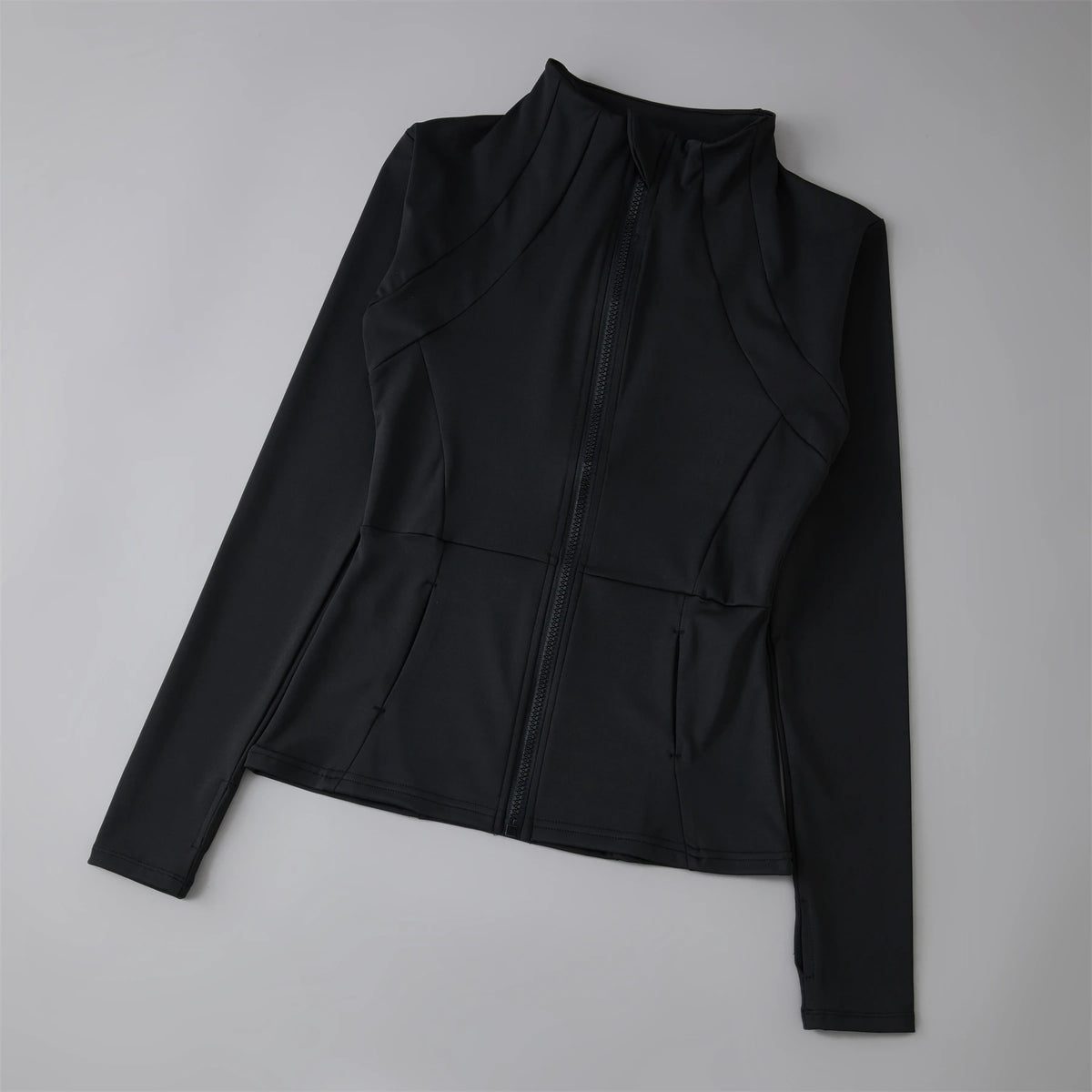 Women's Zip-Up Sports Jacket – Slim Fit Windbreaker with Thumb Holes