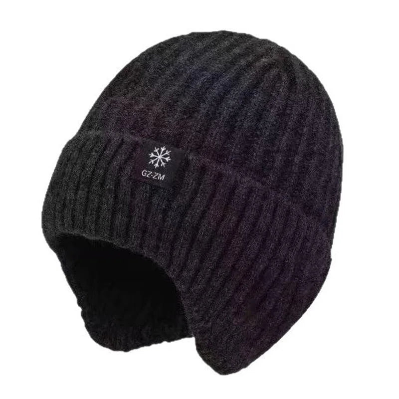 Men's Winter Knit Beanie with Ear Flaps – Fleece Lined Thermal Hat