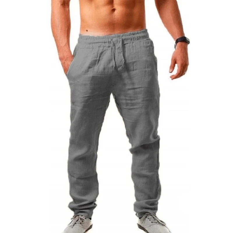 Men's Cotton Linen Drawstring Pants – Casual Streetwear Trousers