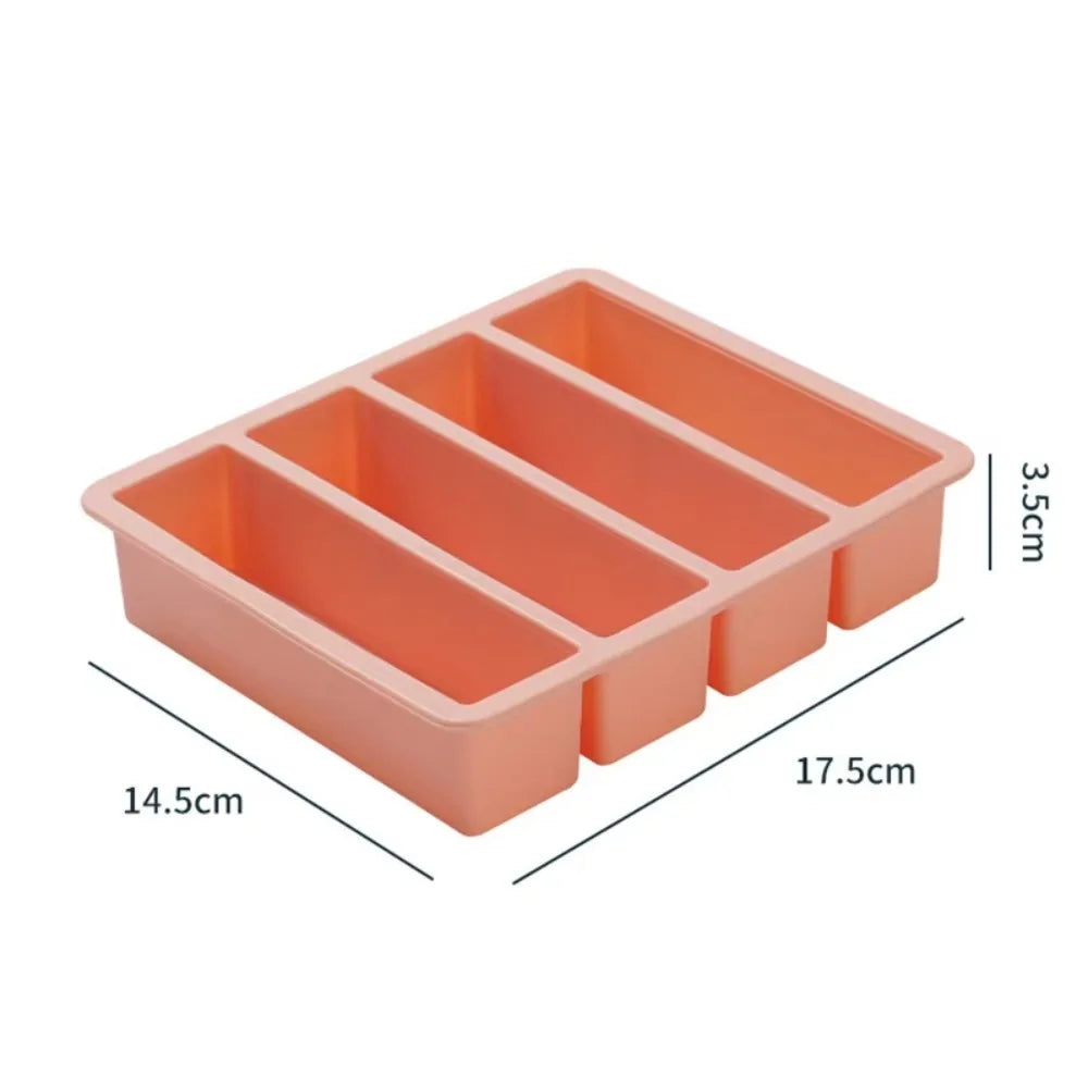 Silicone Freezer Tray 4-Grid Extra Large Sauce & Food Storage Mold