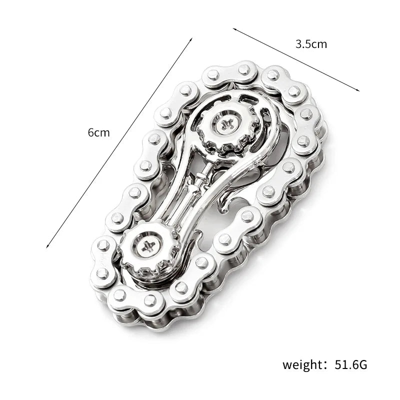 Metal Bike Chain Fidget Spinner – Gear Flywheel EDC Toy for Adults