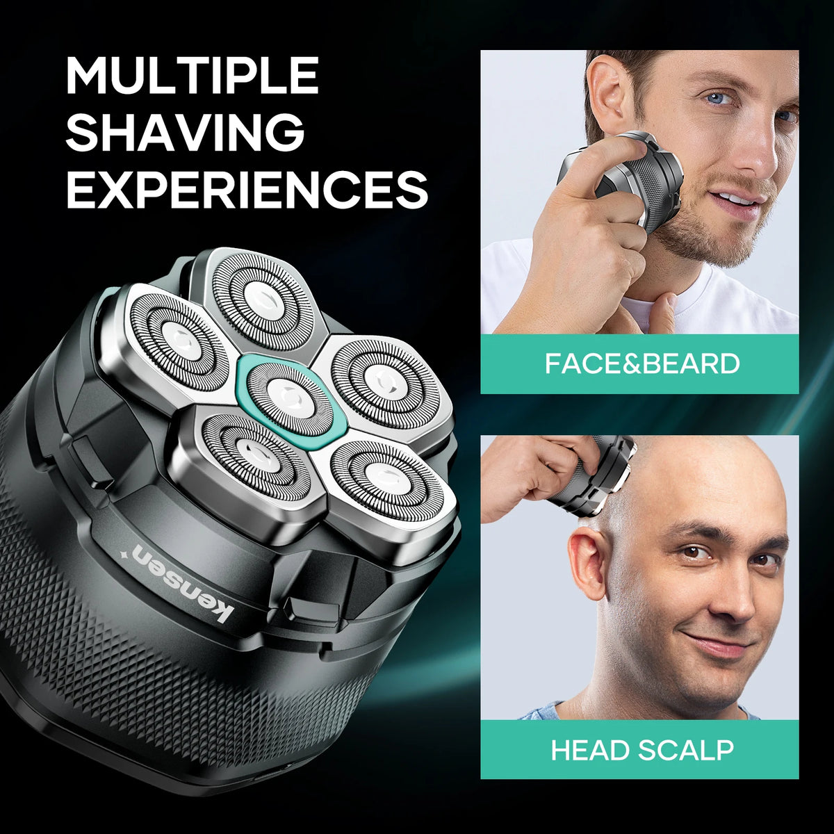 Kensen S15 6D Replacement Shaver Heads – Magnetic, Waterproof, Self-Sharpening