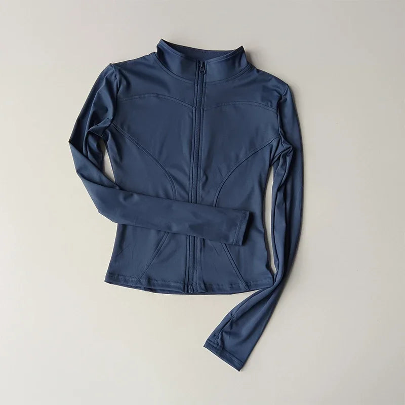 Women's Slim Fit Sports Jacket – Stand Collar Full-Zip Coat
