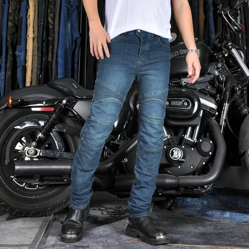 Men's Motorcycle Riding Jeans with Detachable Knee Protectors