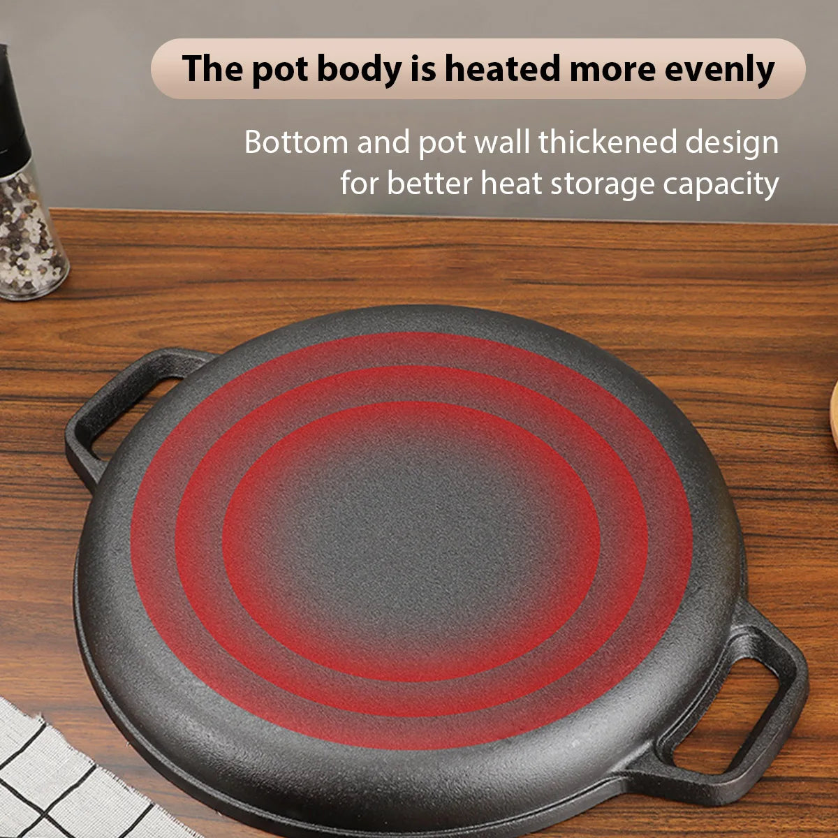 Cast Iron Skillet Pan – Non-Stick Flat Frying Pan for Steak, Pizza & More