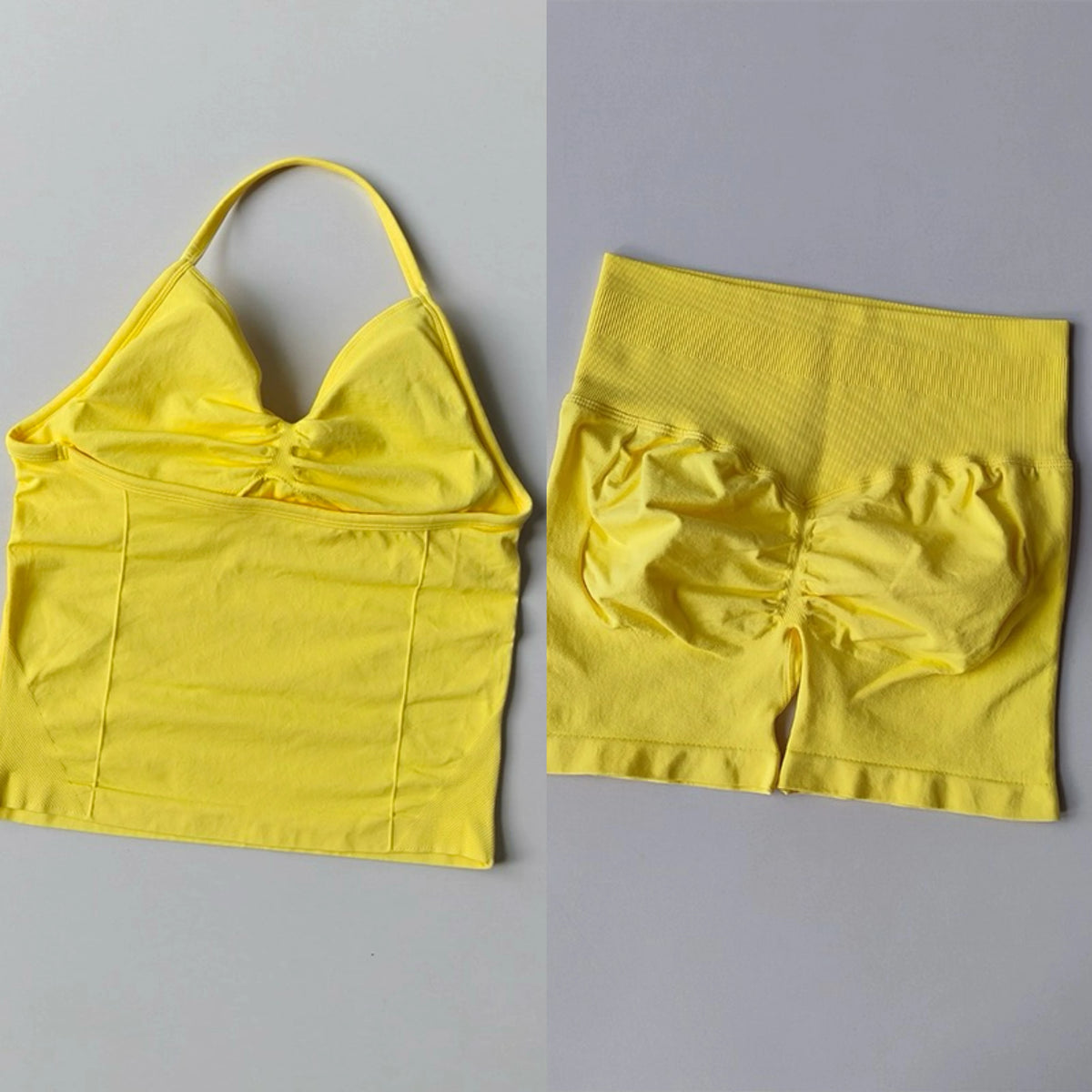 Women's Halter Neck Sports Bra & Shorts Set – Yoga Crop Top