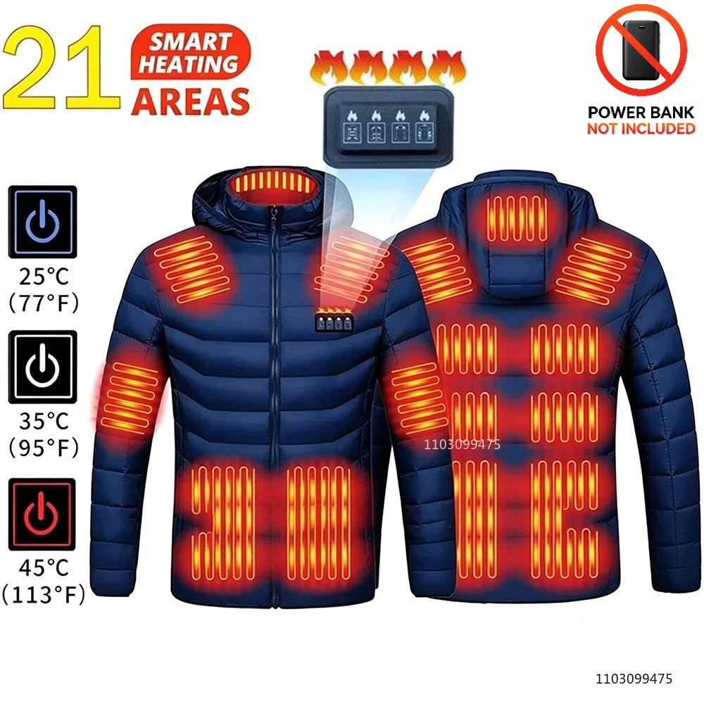 USB Heated Jacket with Up to 25 Heating Zones
