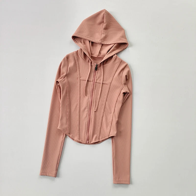 Women's Hooded Athletic Jacket Slim Fit Quick-Dry Running Sports Coat