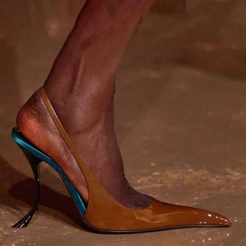 Pointed-Toe Slingback Stiletto Sandals for Women – 10.5cm Heel