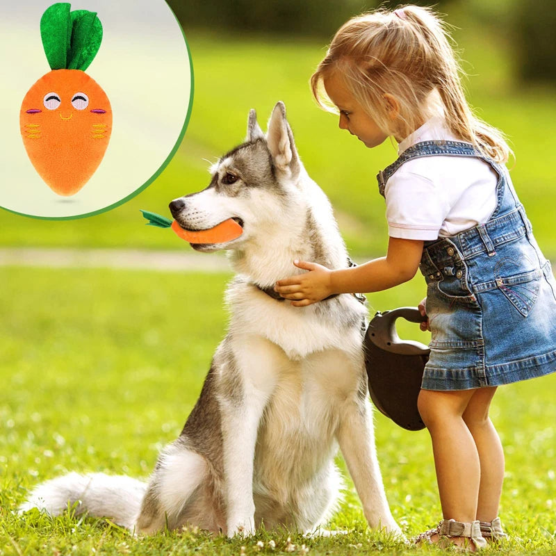 Dog Squeaky Carrot Toy – Plush Chew Toy for Small & Medium Dogs