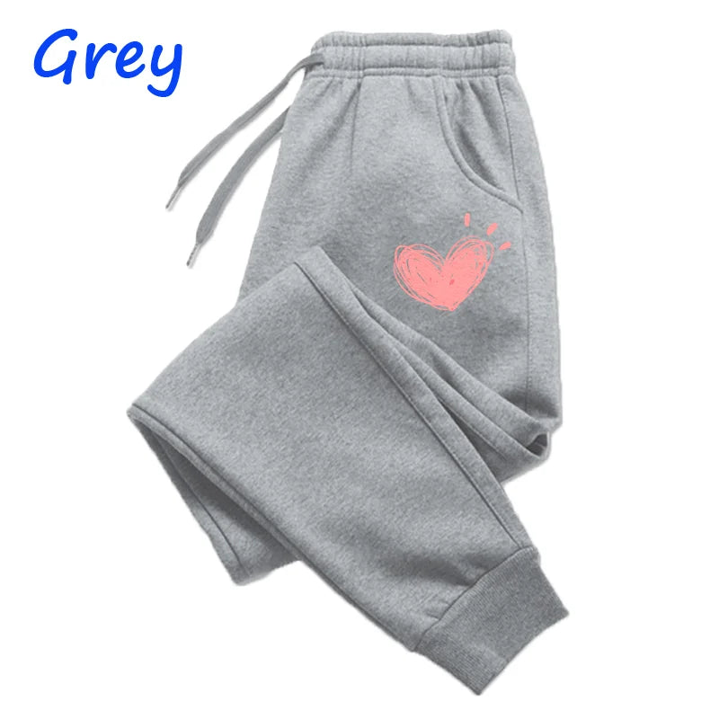 Women's Heart Print Cotton Jogger Sweatpants – Casual Lounge Pants