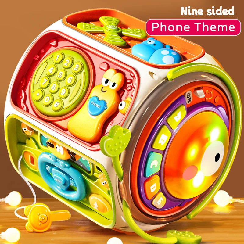 Baby Activity Cube Toy – 9-Sided Musical Learning Toy with Lights & Sound