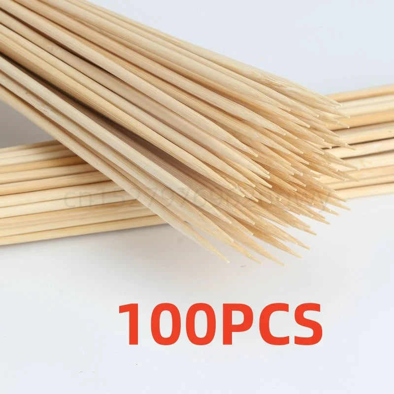 Bamboo BBQ Skewers 100pcs – Disposable Wooden Grill Sticks